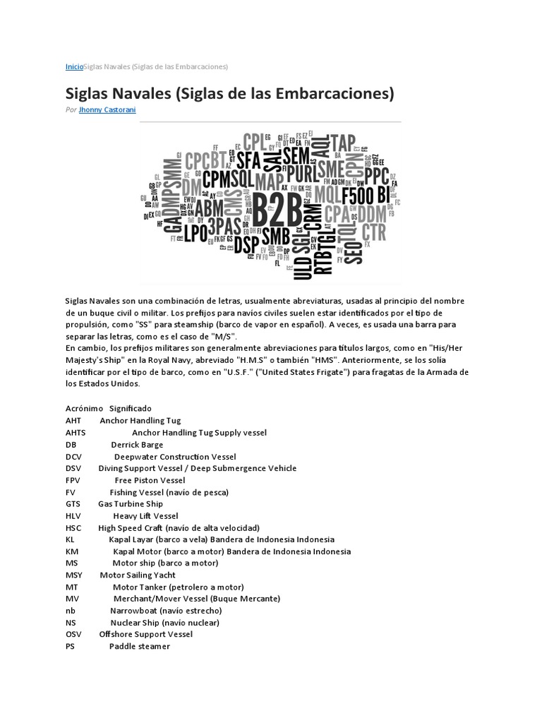 Siglas Navales | PDF | Buques | Transporte de agua
