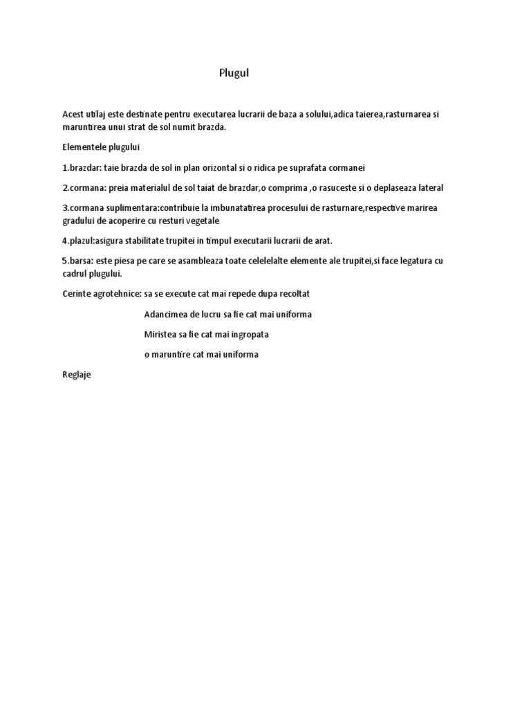 Masini Agricole Descriere | PDF