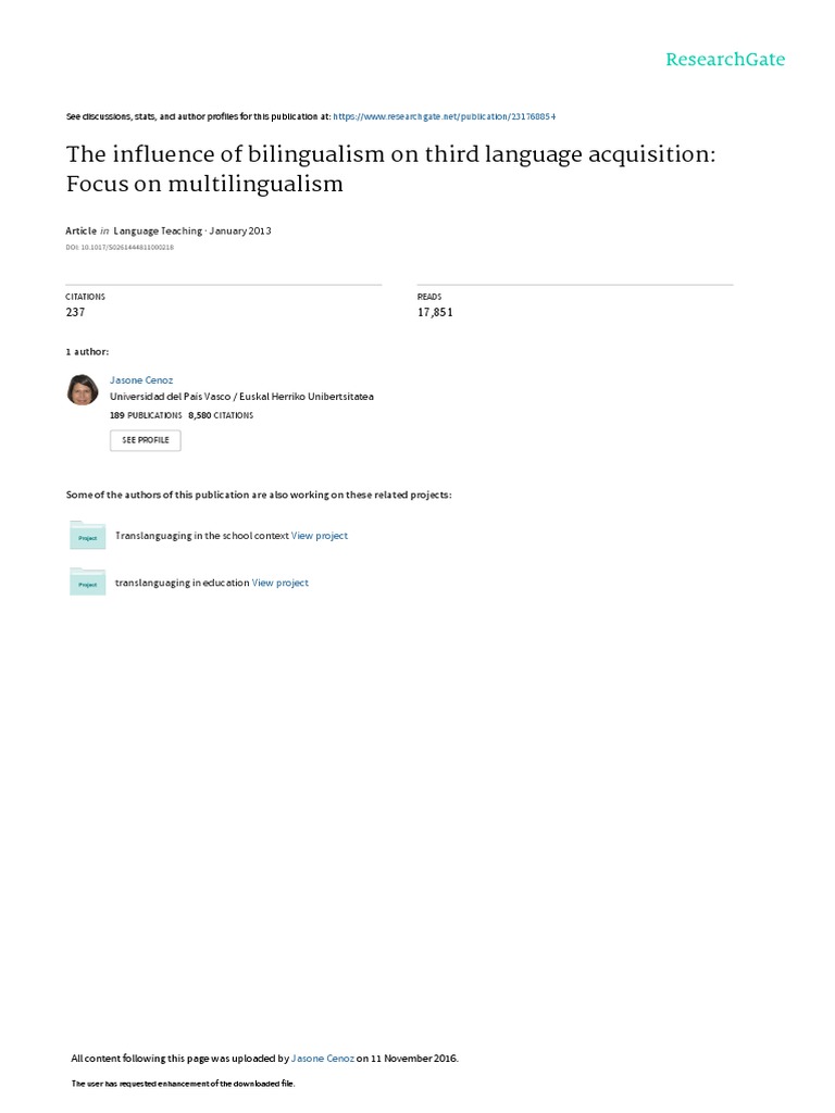 Bilingualism's Impact on Third Language Learning | PDF ...