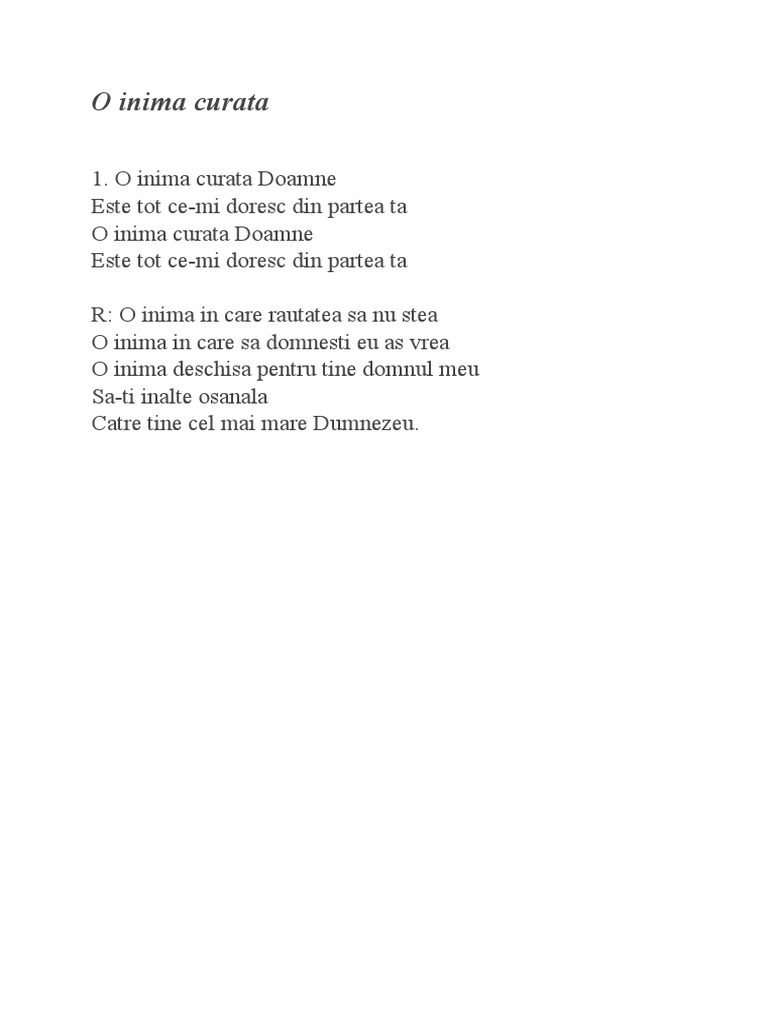 O Inima Curata | PDF