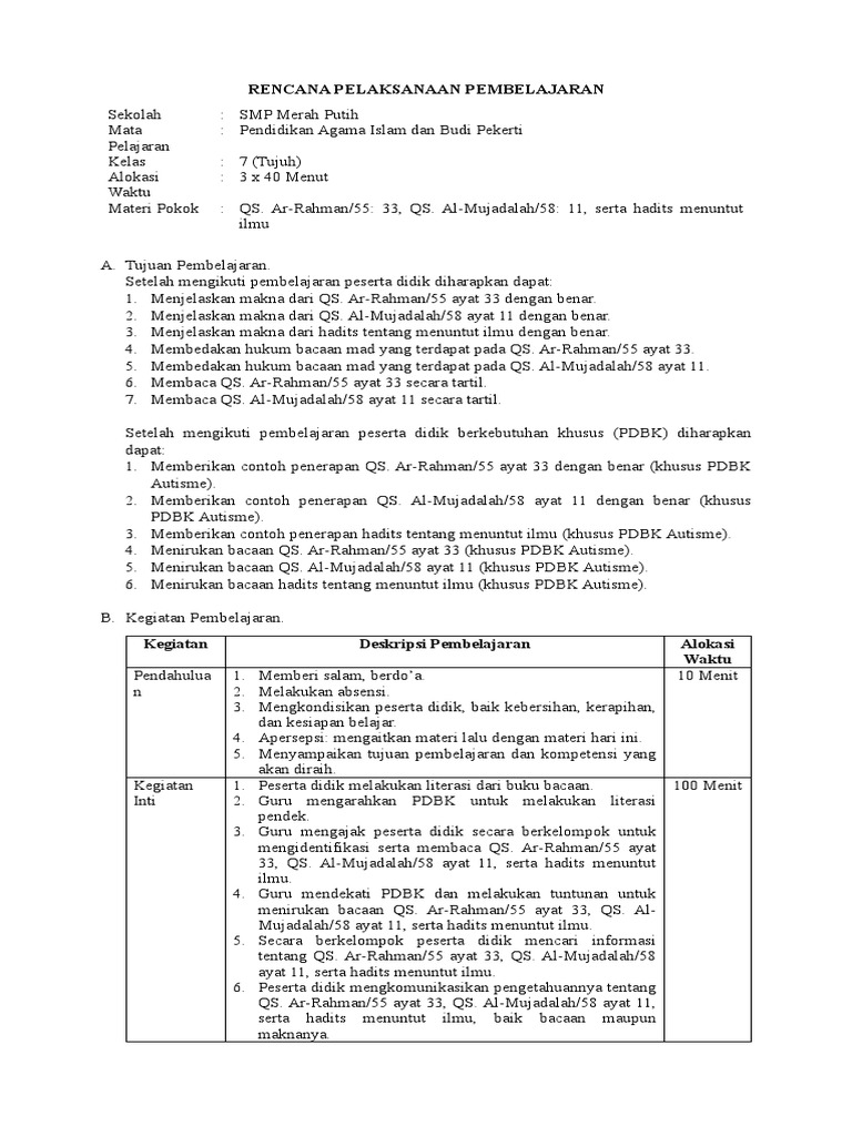 Tugas Individu Pelatihan Sekolah Inklusif 2023 - RPP | PDF | Kajian ...