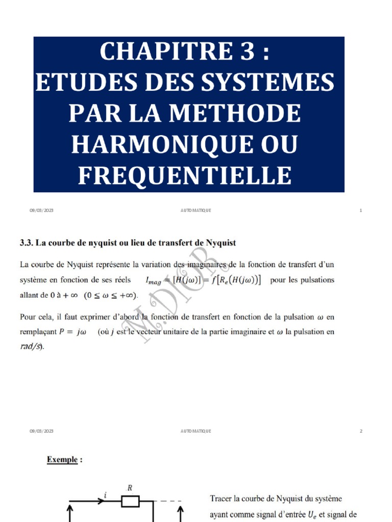 Chapitre Harmonique Critère de Nyquist PDF