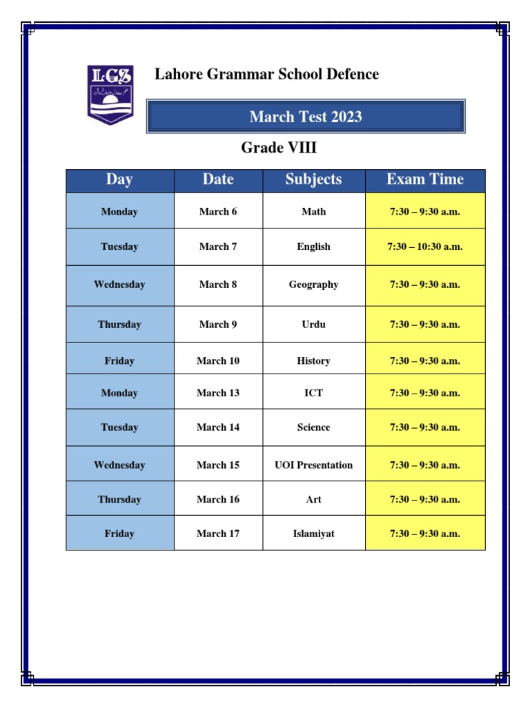 Grade 8 syllabus date sheet pdf medina mathematics