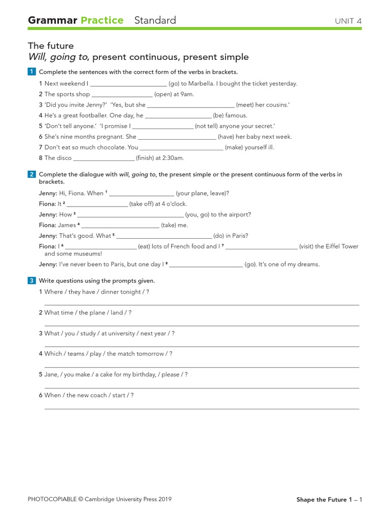 Grammar Practice Standard Unit 4 Pdf