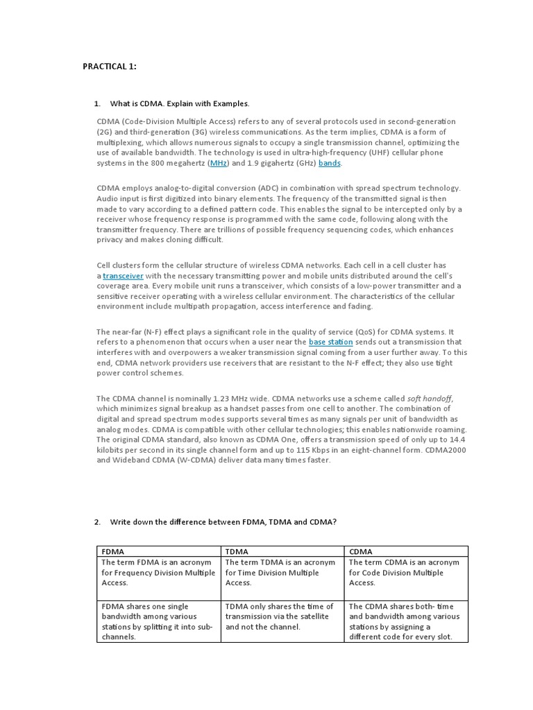 Understanding CDMA in Wireless Networks | PDF | Channel Access Method ...