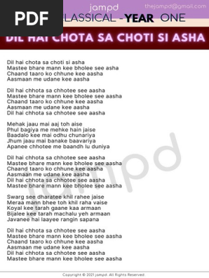 Dil Hai Chota Sa Choti Si Asha PDF