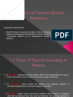 Strategies in Various Speech Situations