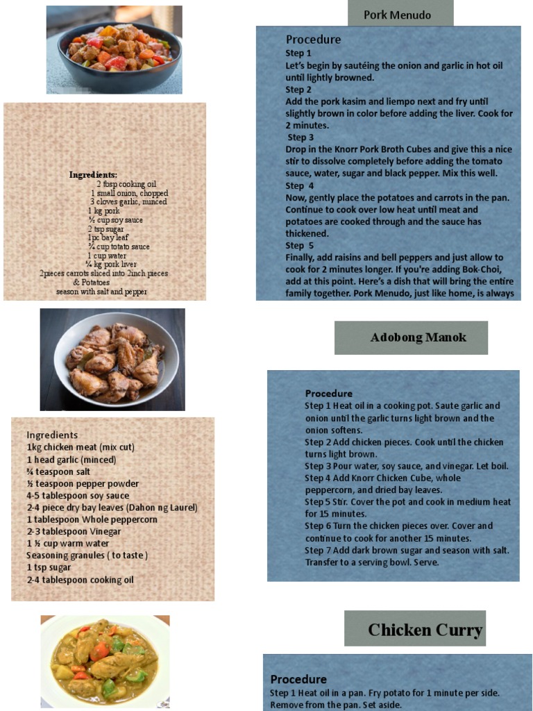 Procedure: Ingredients | PDF | Coconut Milk | Food And Drink Preparation