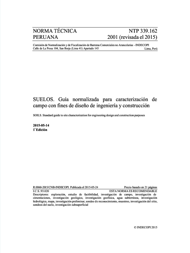 Norma Tecnica NTP 339162 | PDF