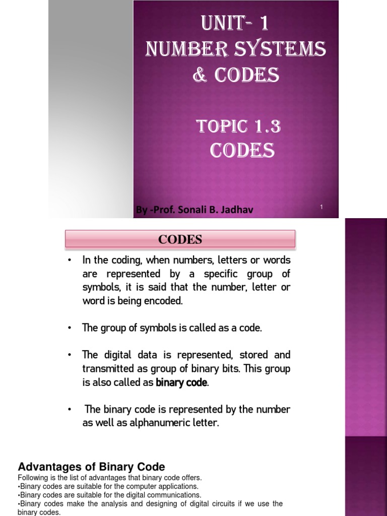 1.3-DE Unit 1 - CODES | PDF | Binary Coded Decimal | Error Detection ...