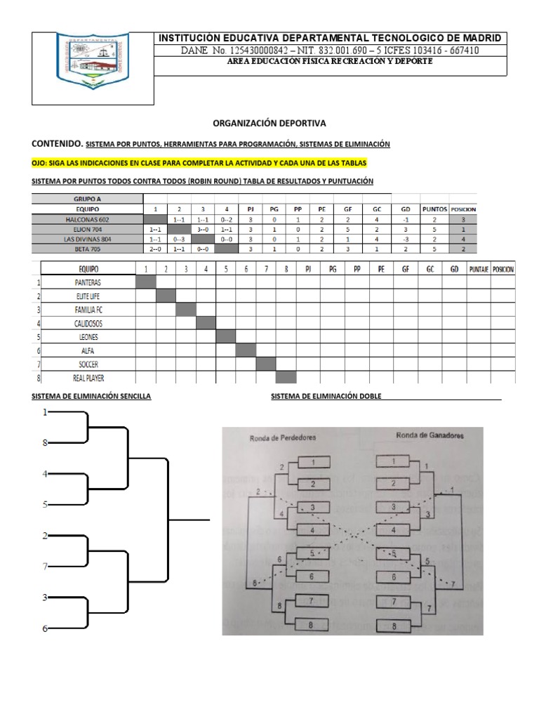 Organización Deportiva Guia 11°  PDF