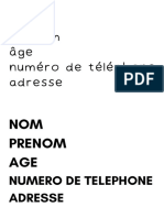 Nom Prénom Âge Numéro de Téléphone Adresse PDF