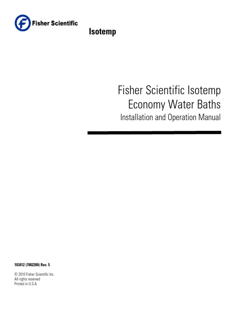Fisher Scientific Isotemp Economy Water Baths Installation and
