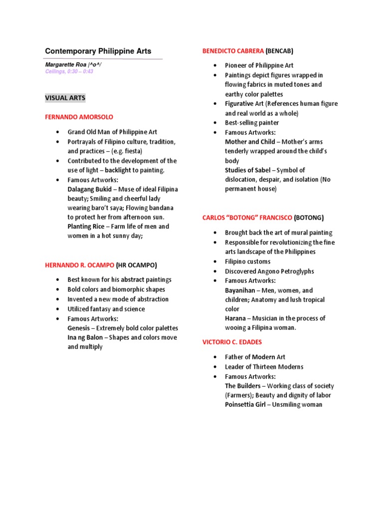 CA NOTES Visual Art Lit Dance Music | PDF | Paintings