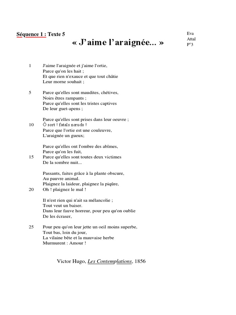 Texte 5 JAime LAraignée Hugo PDF
