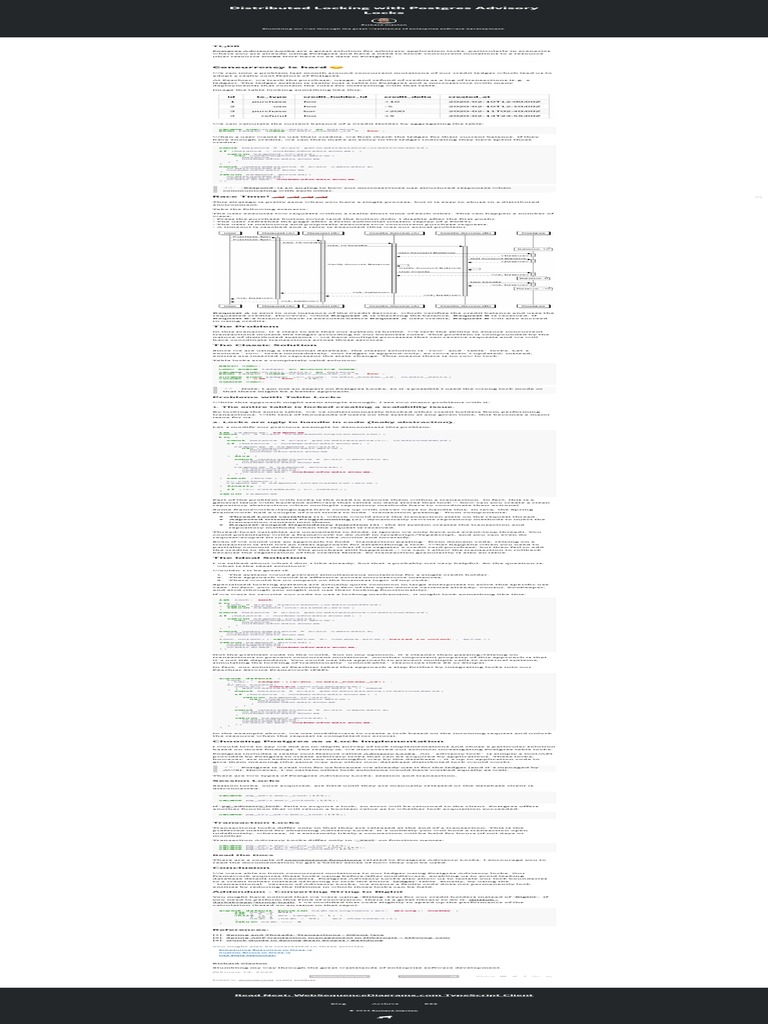 Richard Clayton Distributed Locking With Postgres Advisory Locks