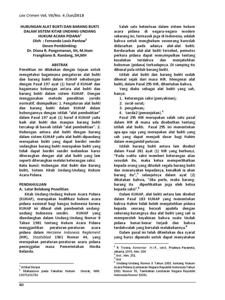 Alat dan Barang Bukti dalam KUHAP | PDF