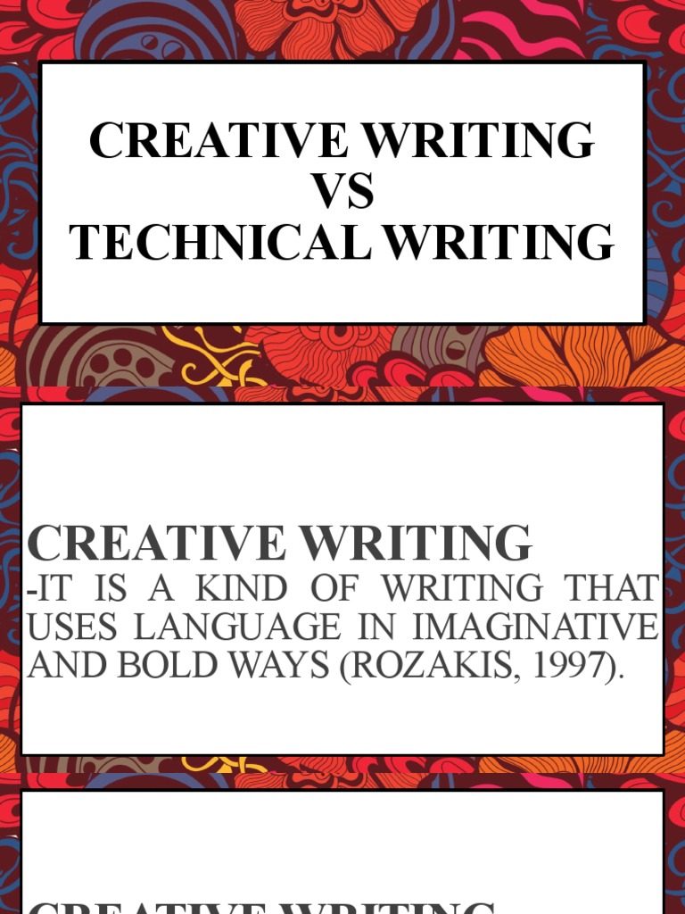 Creative vs. Technical Writing Overview | PDF | Senses | Somatosensory ...
