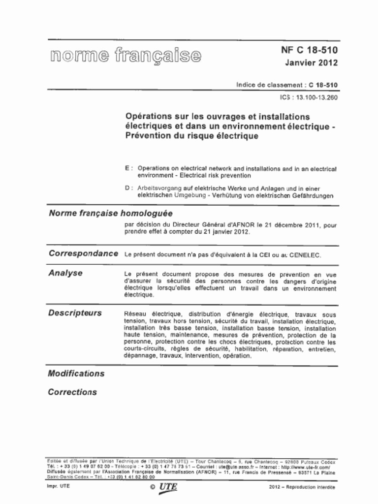 Sur Une Ligne électrique Aérienne En 20 Kv Dlvs NF C 18-510 - Risque electrique.pdf | PDF