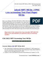 CSS 2023 Solved MPT MCQs - FPSC CSS Screening Test Past Paper MCQs