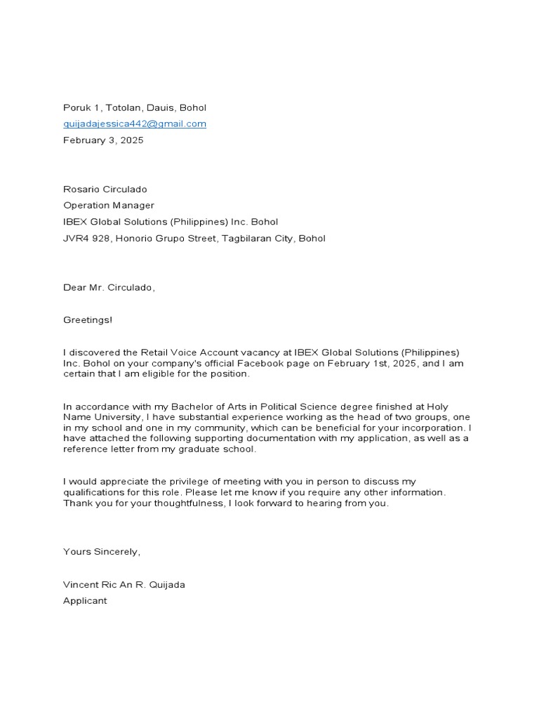 Application Letter For Toms PDF