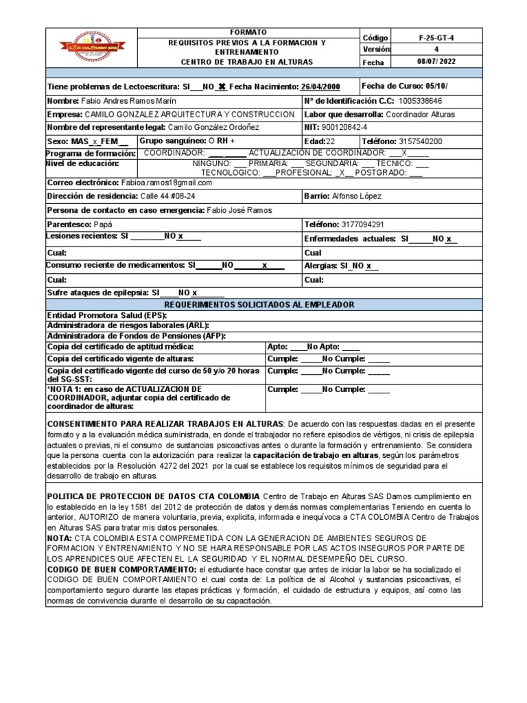 Requisitos para Coordinador en Alturas | PDF