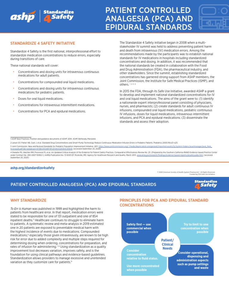 ASHP PCA and Epidural Standards PDF Morphine Fentanyl