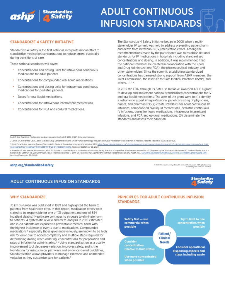 Adult Infusion Standards PDF Intravenous Therapy Medical Error