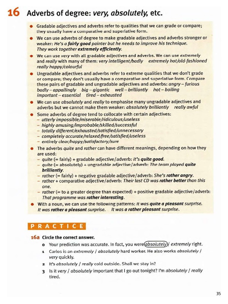 Adverbs of Degree PG 35-36 | PDF