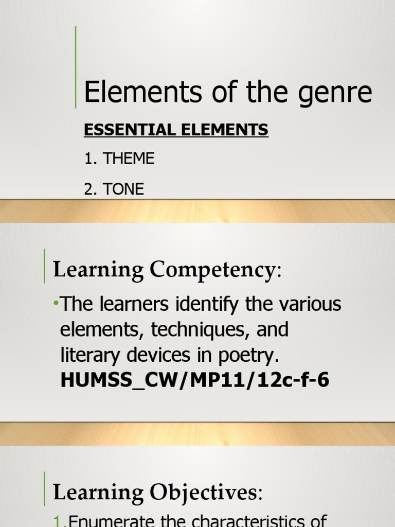 Elements of The Genre | PDF | Poetry