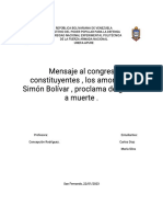 Mensaje Al Congreso Constituyentes Los Amores de Simón Bolívar La Proclama D