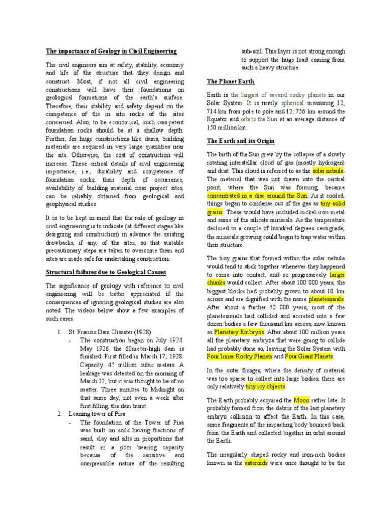 The Importance of Geology in Civil Engineering | PDF | Earthquakes ...