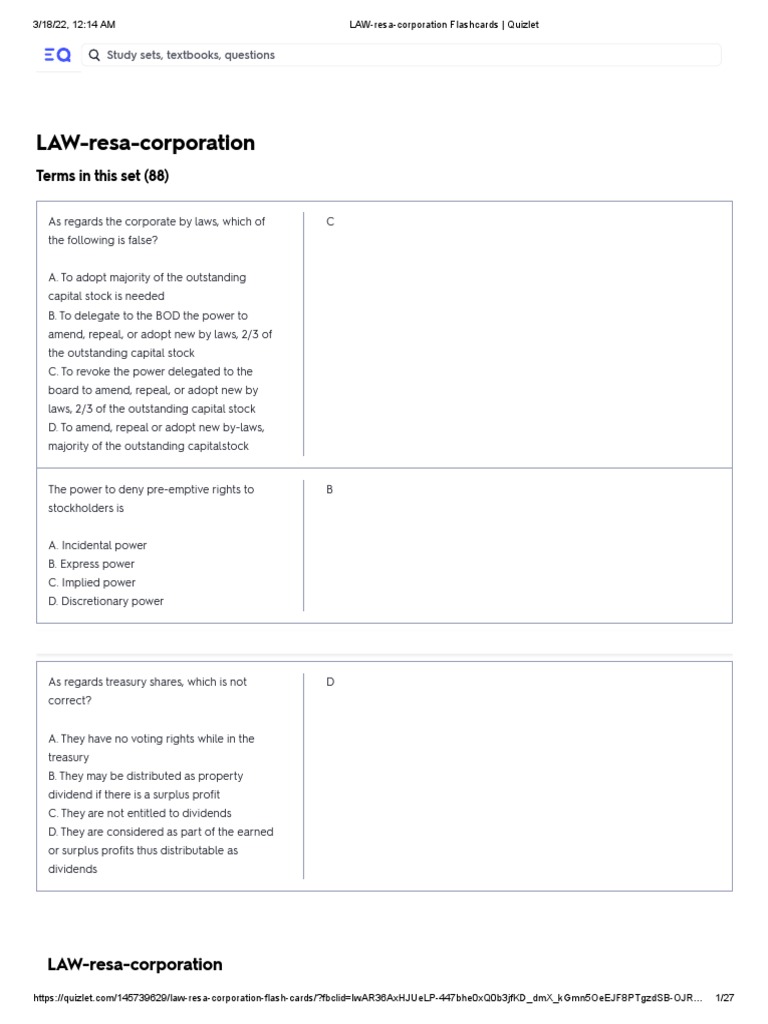 Understanding Corporate Law An Analysis of Key Concepts from a Set of