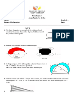 Circles Worksheet Area Problems