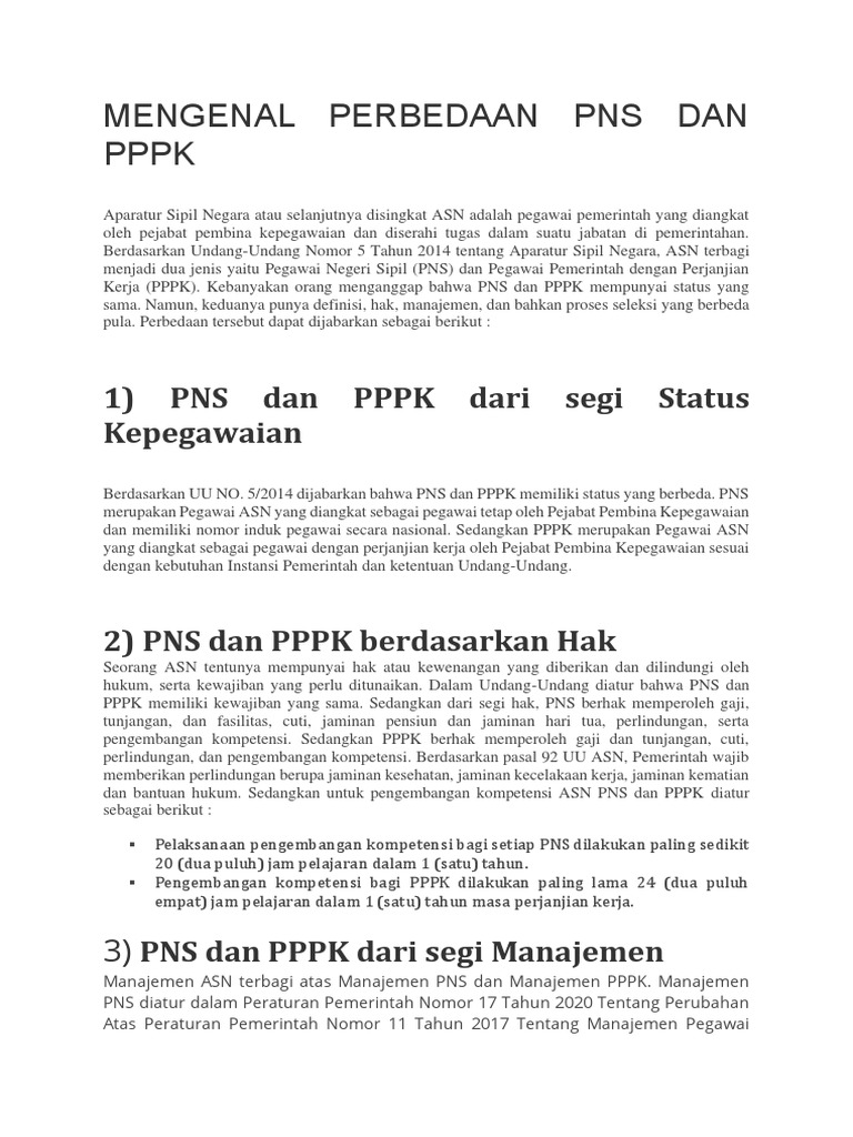 BKN - Mengenal Perbedaan PNS Dan PPPK PDF | PDF