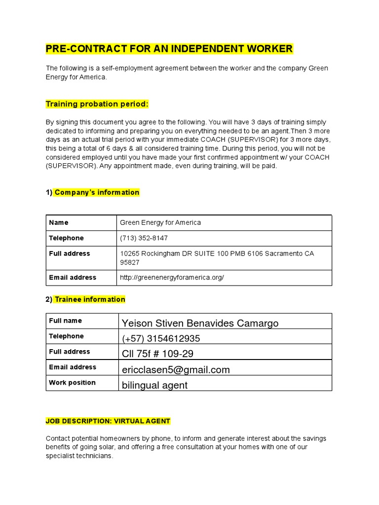 Pre Contract PDF Economies Business