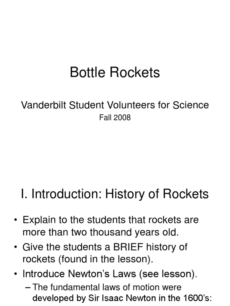 Bottle Rockets Training Manual Fall 2008 PDF PDF Force Rocket