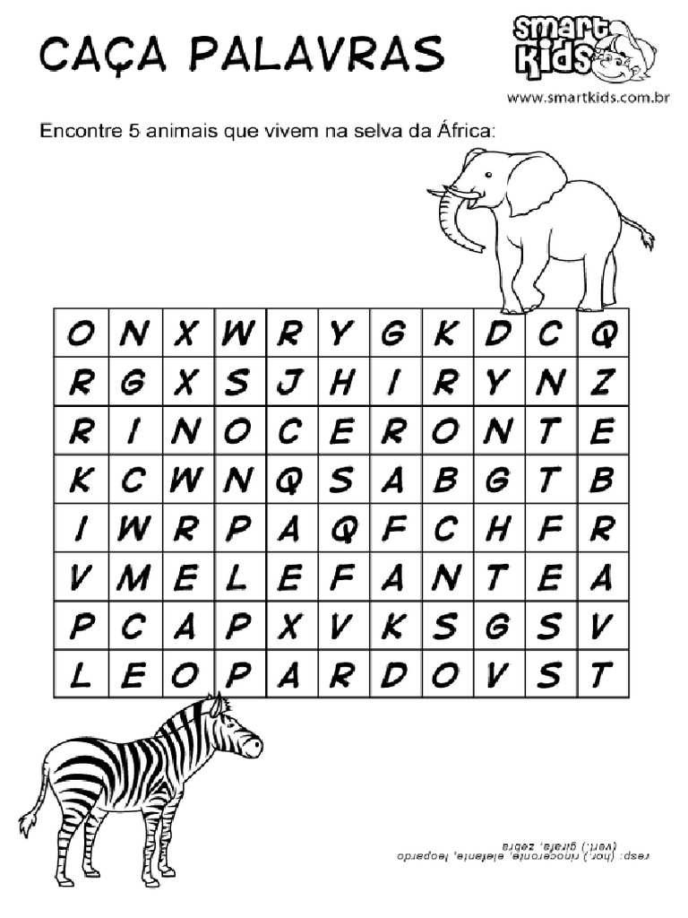 Animais Da África CAÇA PALAVRAS | PDF