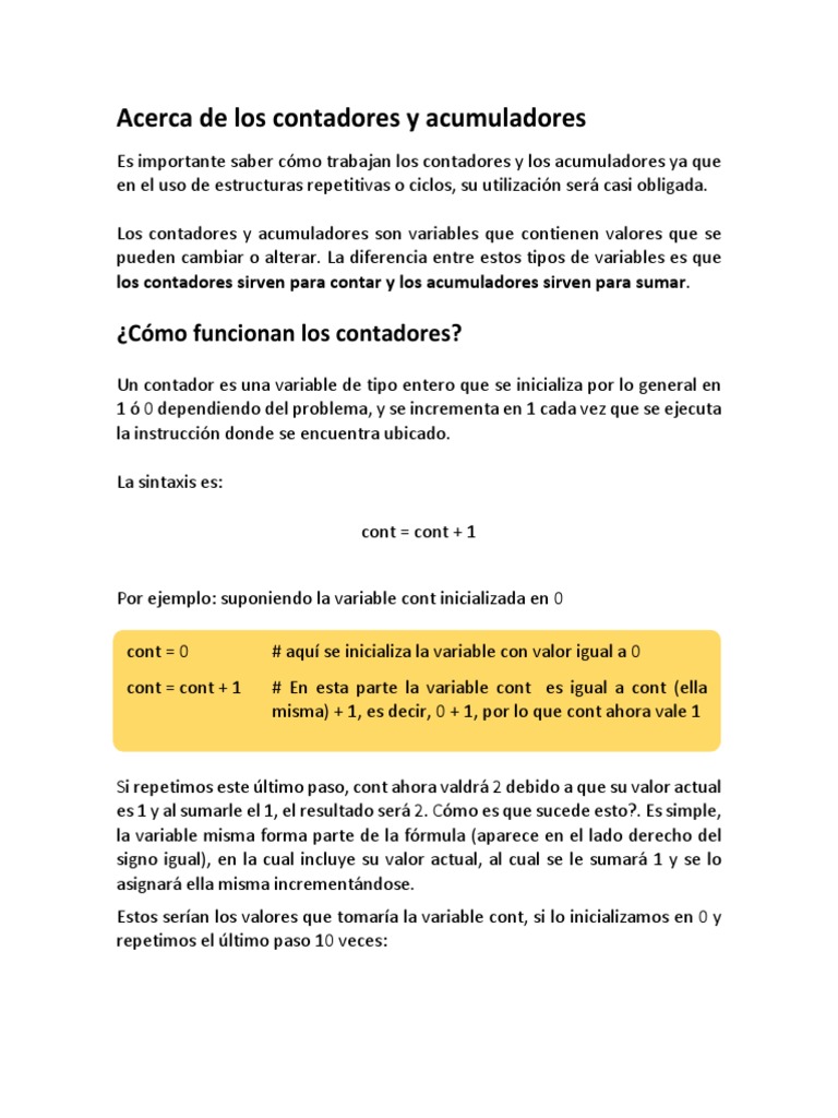 Contadores y Acumuladores en Python | PDF | Programación de ...