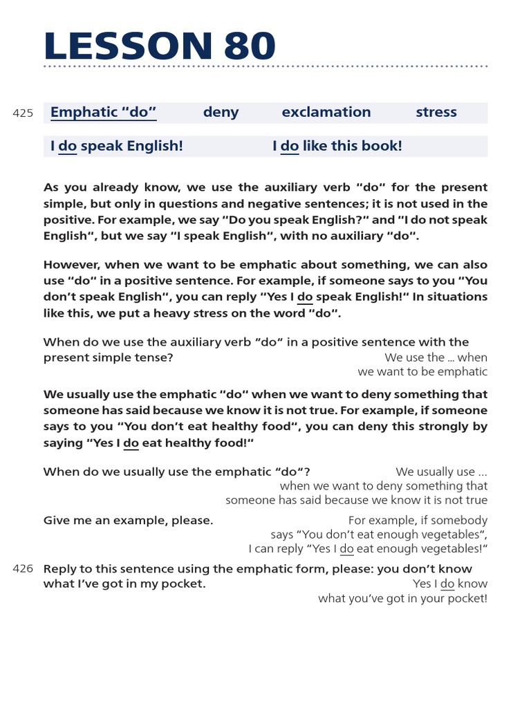 Lesson 80 Pdf English Language Verb