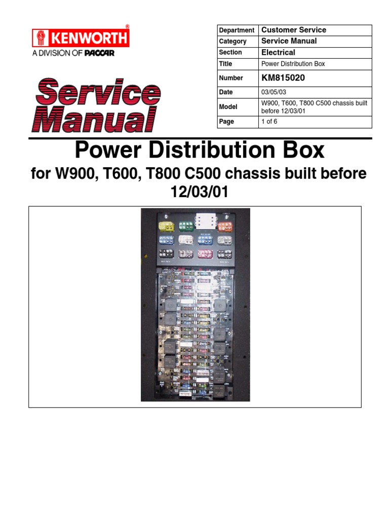 KM815020 Pre 2001 PD Box Serive Manual BCabs PDF Relay Fuse