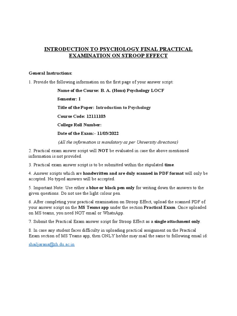 Stroop Effect Practical Exam Guidelines | PDF | Computers