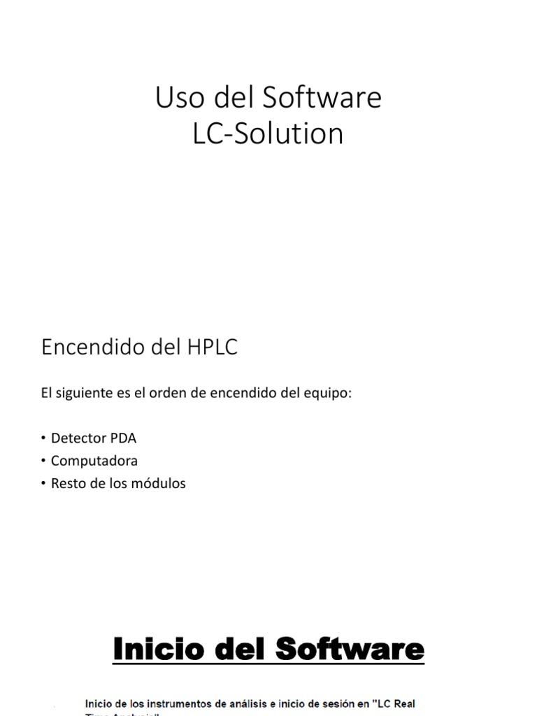 Uso del Software LC-Solution en HPLC | PDF | Finanzas y dinero ...