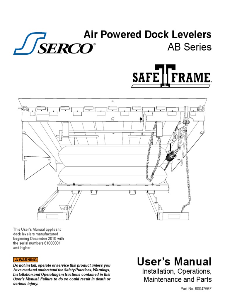 Serco User Manual AB Leveler SafeTFrame 6004756F PDF Electrical