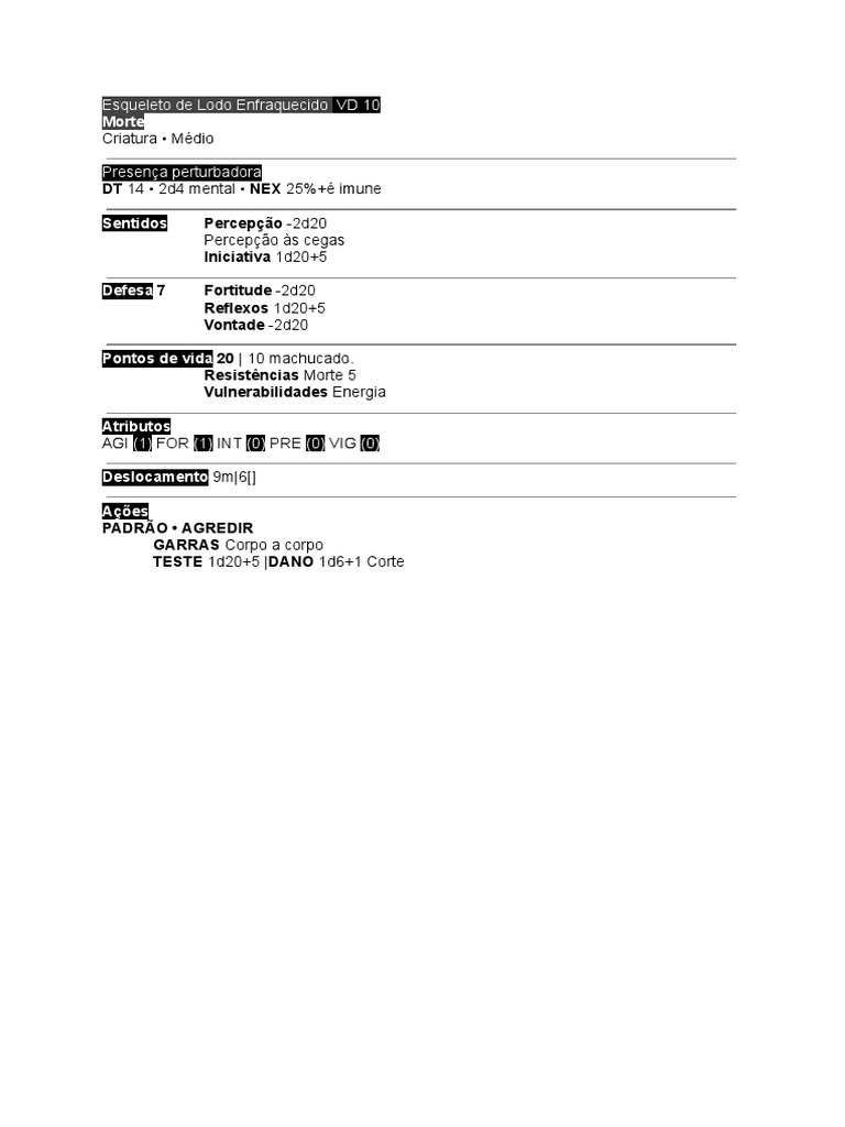 Esqueleto de Lodo Enfraquecido - VD 10 PDF | PDF