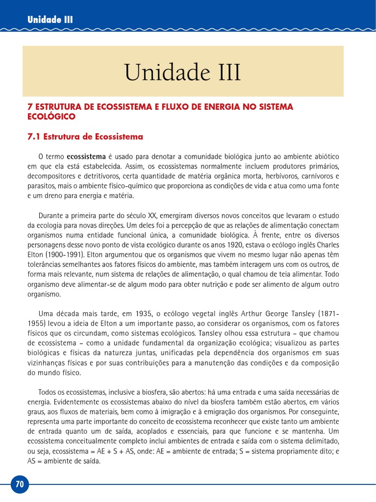 Estrutura E Fluxo De Energia Em Ecossistemas Pdf Ecossistema Ecologia