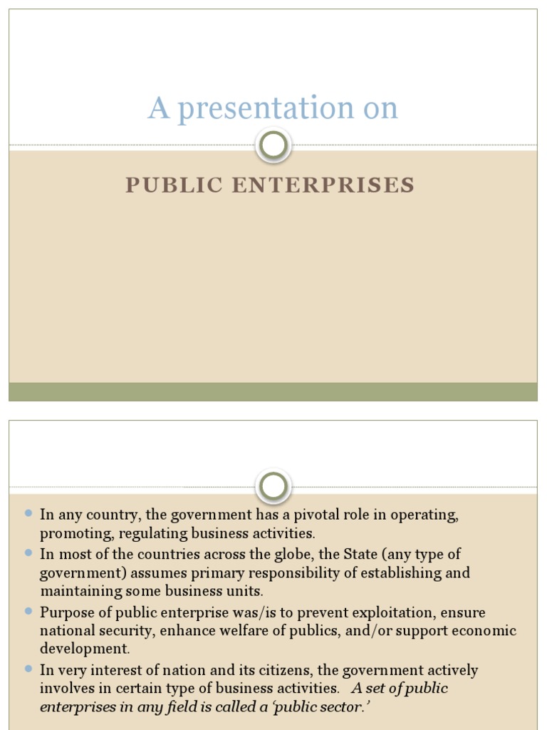 Public Enterprise PDF State Owned Enterprise Corporations