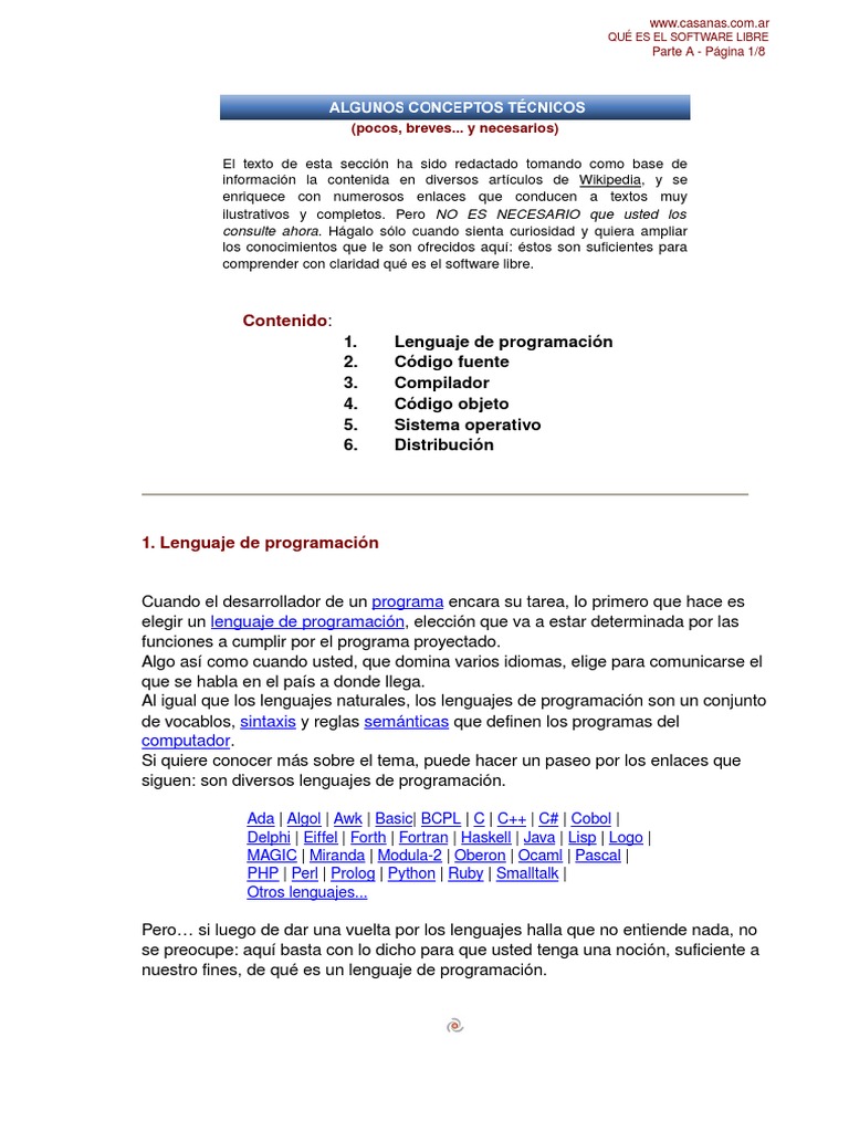 Conceptos Clave del Software Libre | PDF | Lenguaje de programación ...