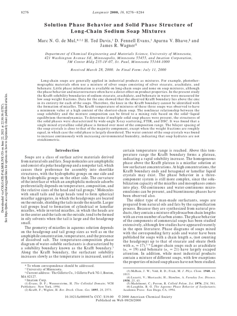 Soap Phase Behavior PDF Phase (Matter) Solubility