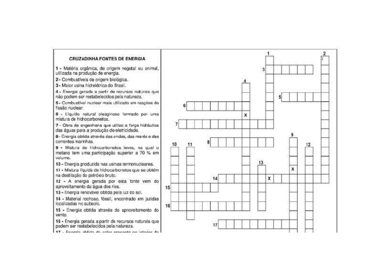 Cruzadinha Fontes de Energia | PDF